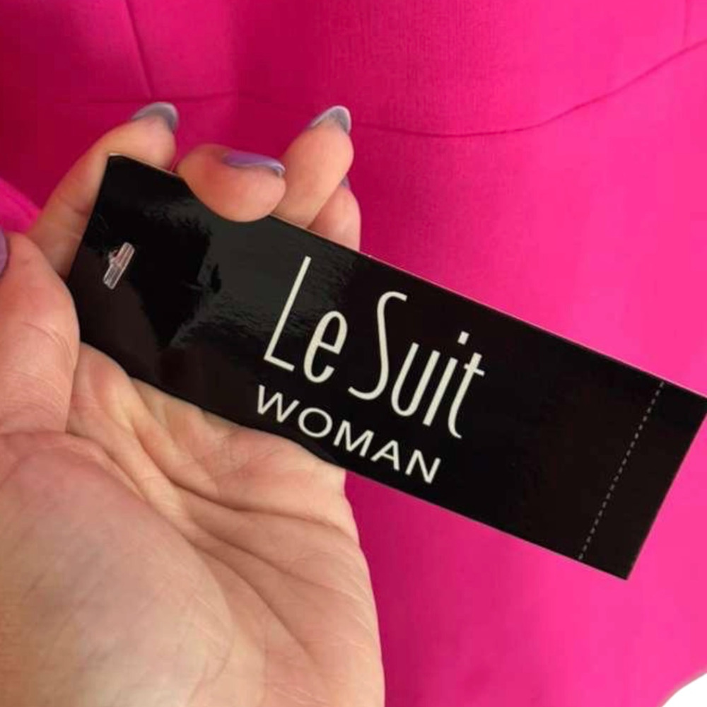 Le Suit 2 Piece Skirt Suit Set Pink Fuchsia Blazer Jacket Pencil Skirt 14W NWT - Picture 11 of 13
